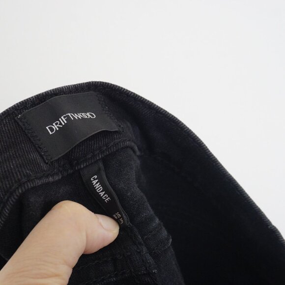 SALE DRIFTWOOD Candace Studded High Waist Straight Crop Black Jeans 26 - Picture 8 of 8